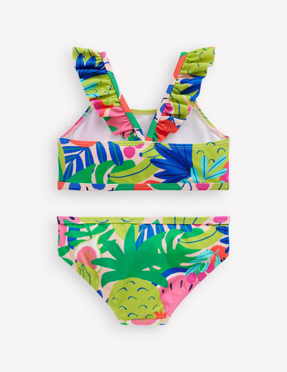 Frill Strap Bikini-Multi Tropical Fruit