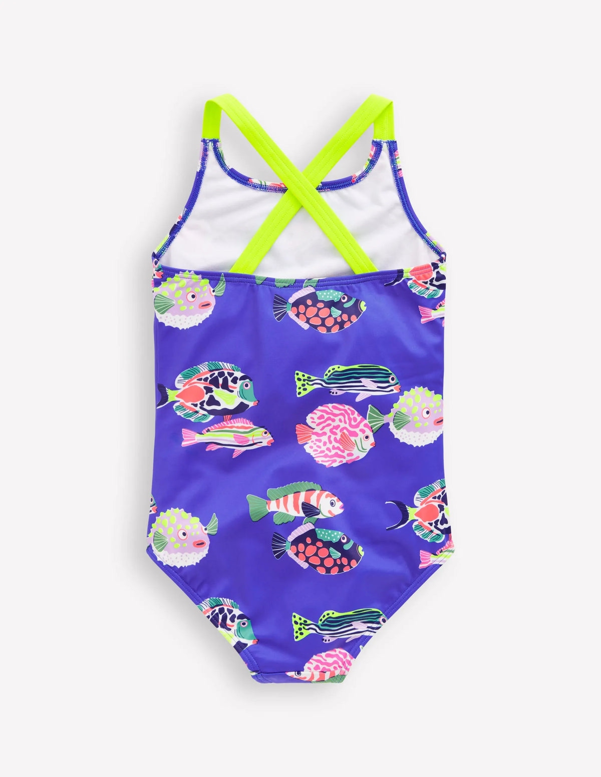 Cross-back Printed Swimsuit-Blue Heron Fish