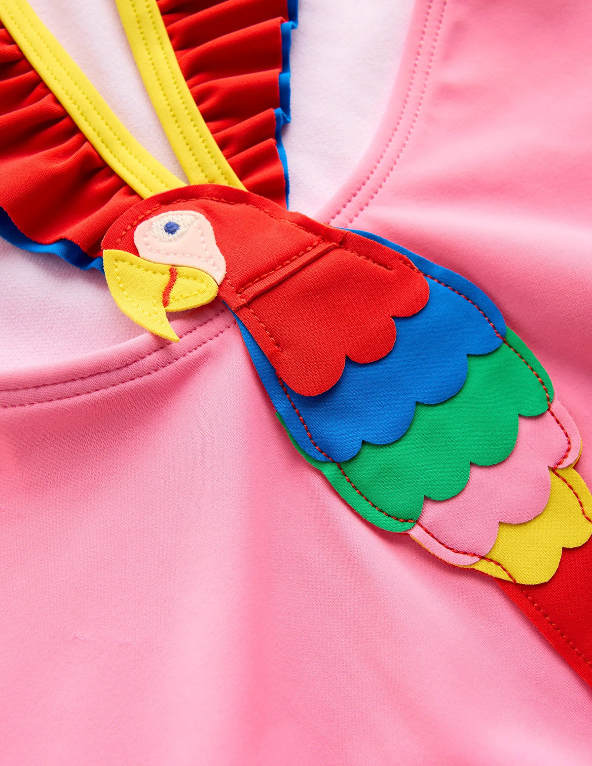 Hallie Frill Strap Swimsuit-Strawberry Pink Parrot