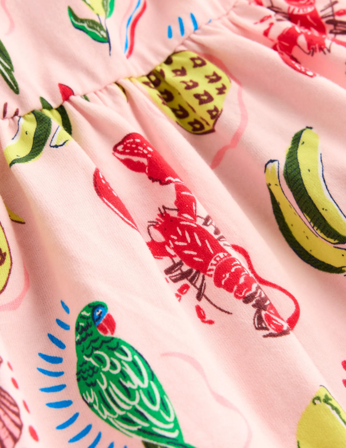Ariel Twirly Jersey Dress-Chalk Pink Tropical Print