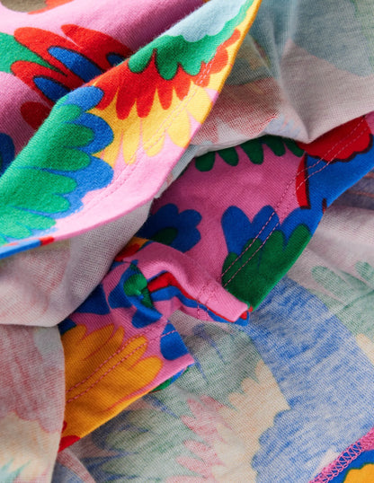 Tiered Jersey Skort-Multi Rainbow Parrot