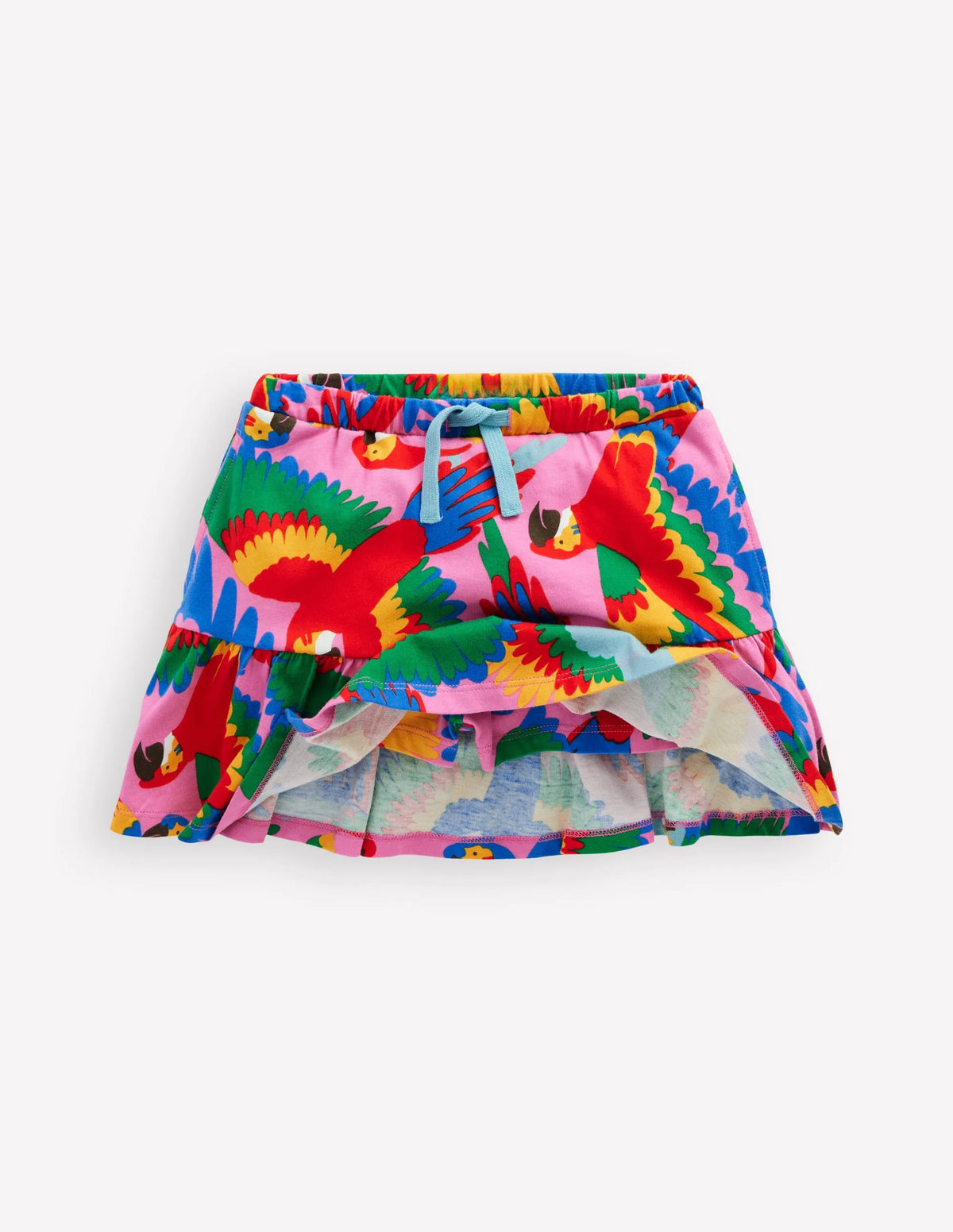 Tiered Jersey Skort-Multi Rainbow Parrot