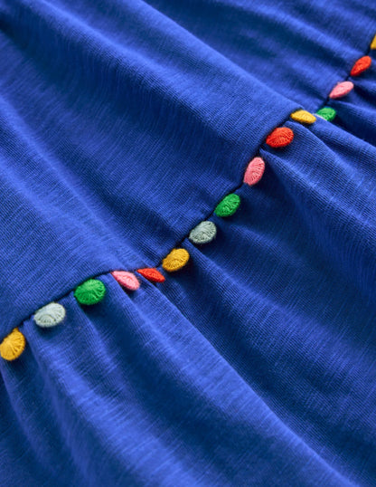 Addison Twirly Pom Dress-Bright Blue