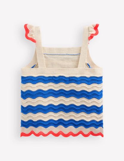 Leonore Fun Knitted Top-Blue/Ivory Stripe