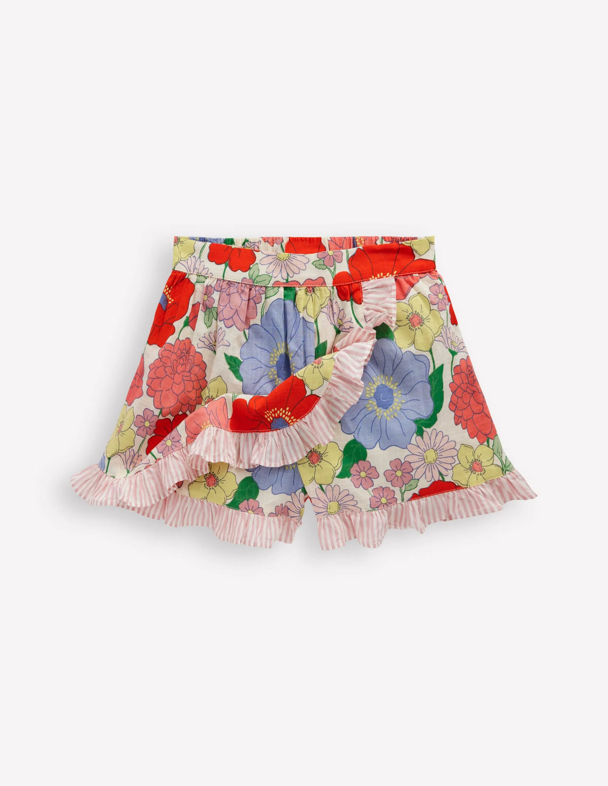 Wrap Frill Skort-Multi Summer Garden