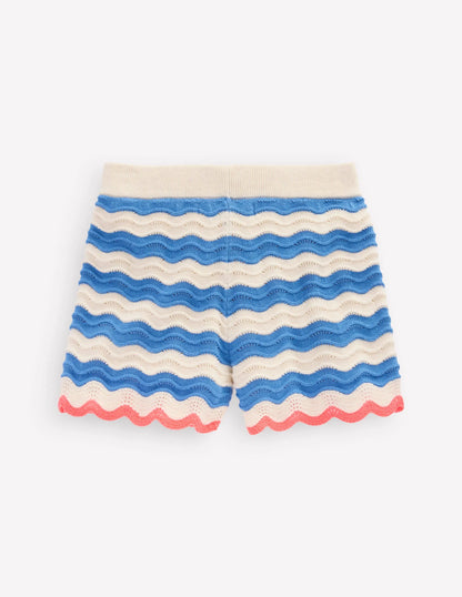 Knitted Shorts-Blue/ivory Stripe