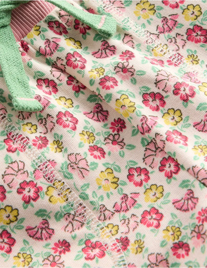 Printed Jersey Shorts-Multi Summer Flowerbed