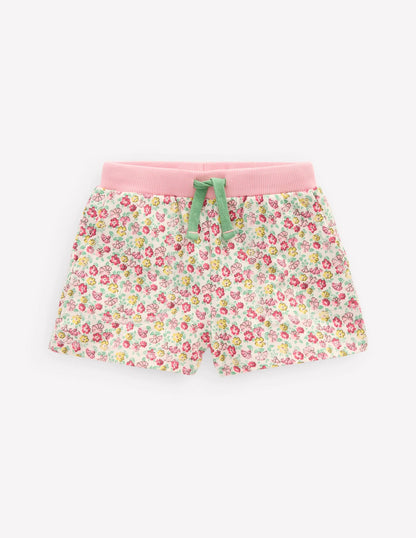 Printed Jersey Shorts-Multi Summer Flowerbed