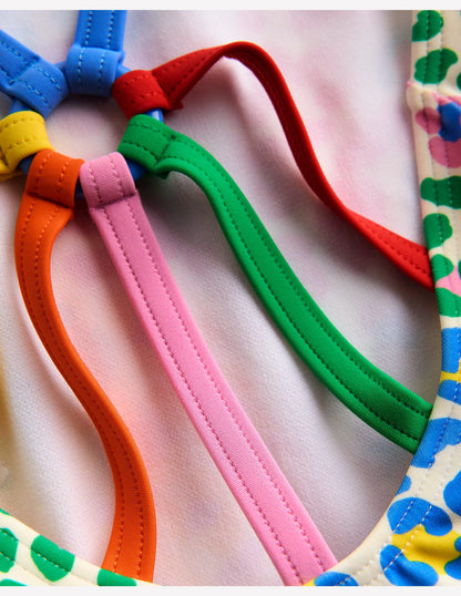 Selena Rainbow Strap Swimsuit-Multi Rainbow Leopard
