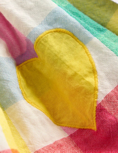 Double Cloth Printed Skirt-Multi Heart Check