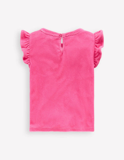 Relaxed Towelling Top-Sorbet Pink