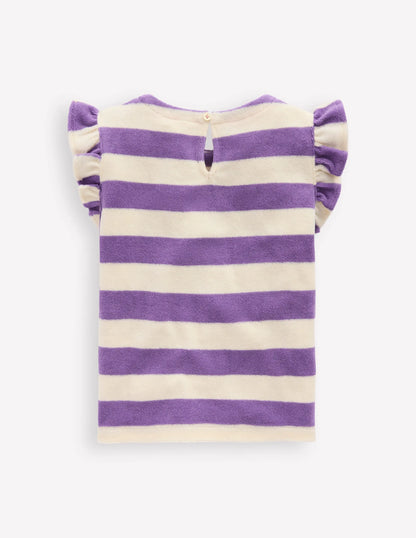 Relaxed Towelling Top-Soft Ivory/Aster Purple