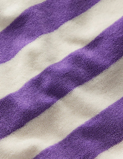 Relaxed Towelling Top-Soft Ivory/Aster Purple