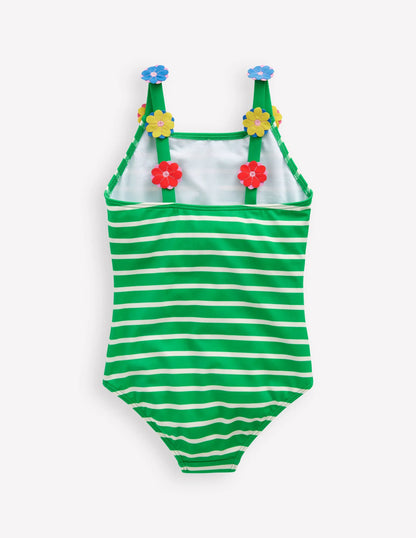 Appliqué Strap Swimsuit-Sapling Green Stripe Hearts