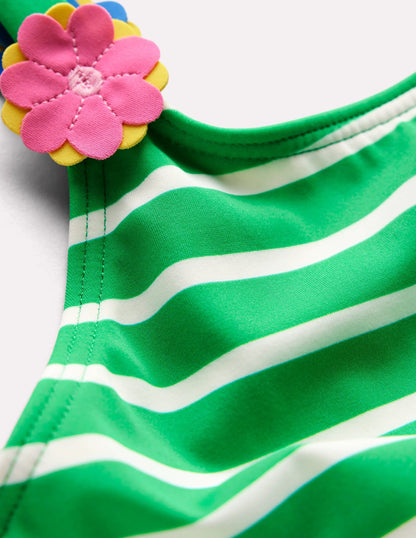 Appliqué Strap Swimsuit-Sapling Green Stripe Hearts