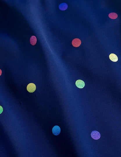 Cross-back Tankini Top-Navy Rainbow Confetti Spot