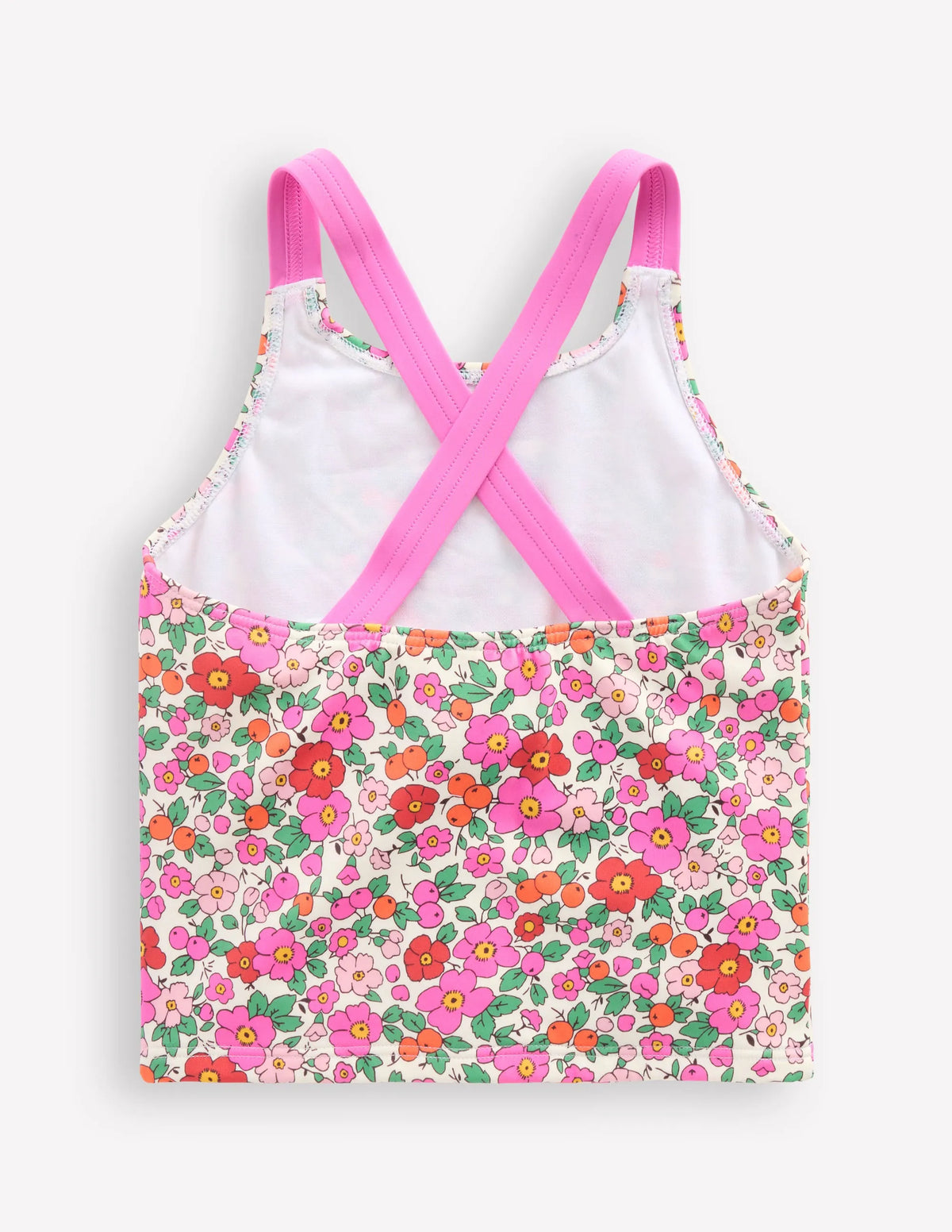 Cross-back Tankini Top-Pink Apple Blossom Floral
