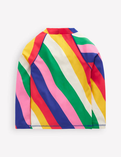 Sun Safe Patterned Rash Vest-Multi Rainbow Swirl