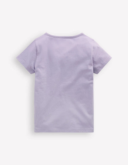 Short Sleeve Appliqué T-shirt-Misty Lavendar Cherries