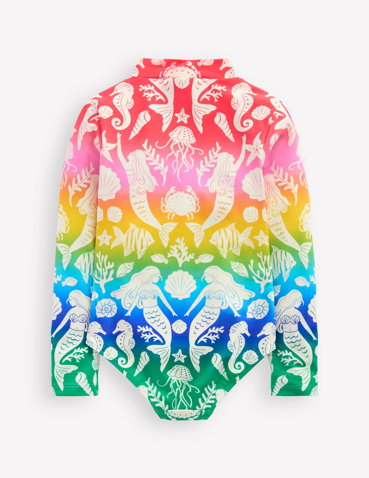 Long-sleeved Swimsuit-Multi Rainbow Floral