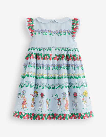 Adeline Smocked Dress-Glacier Blue Spaced Tiny Bows