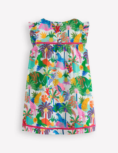 Celia Woven Holiday Dress-Soft Ivory Multi Jungle