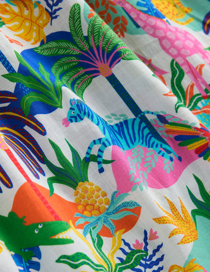 Celia Woven Holiday Dress-Soft Ivory Multi Jungle