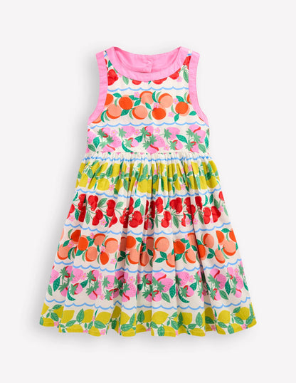Harlow Back Detail Dress-Rainbow Fruit Stripe