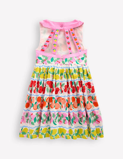 Harlow Back Detail Dress-Rainbow Fruit Stripe