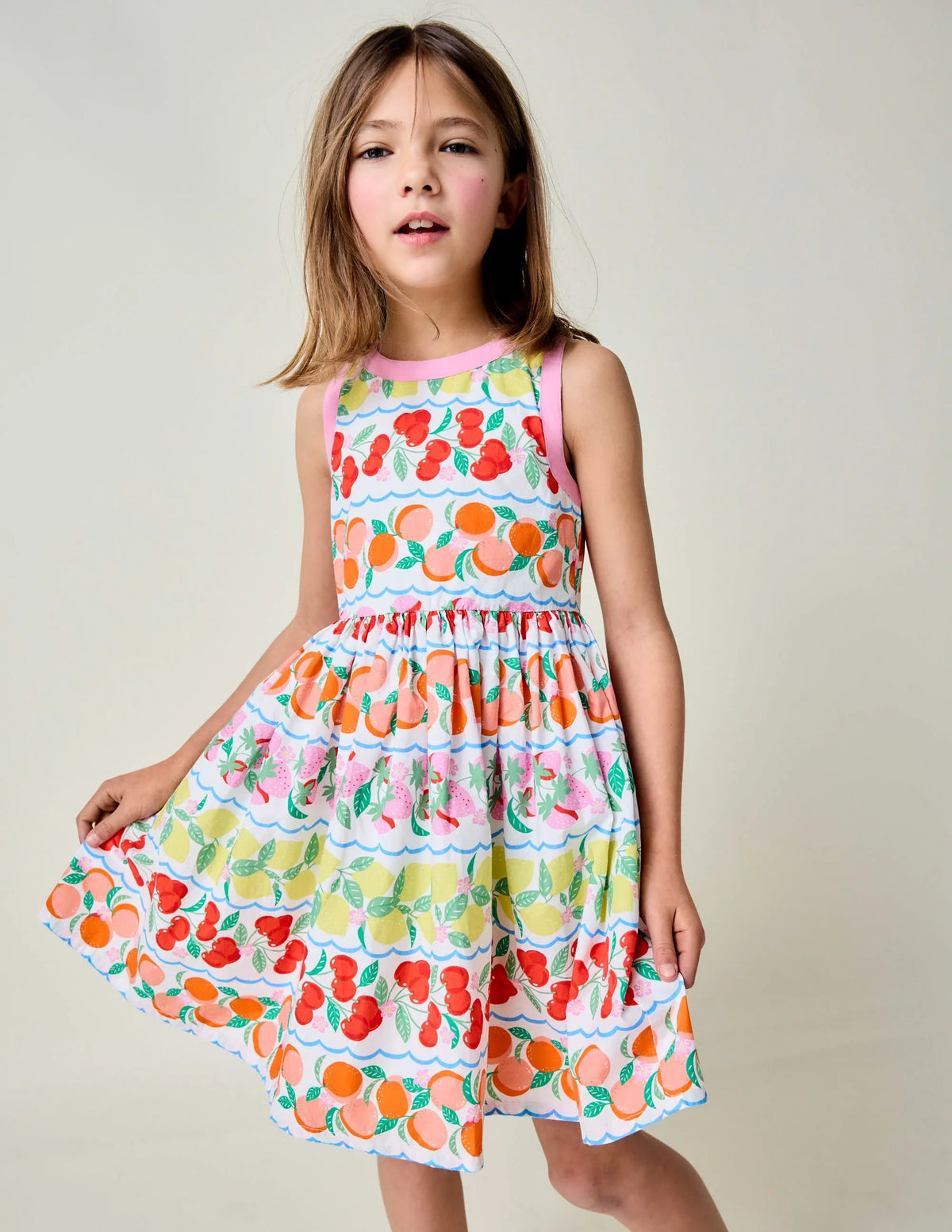 Harlow Back Detail Dress-Rainbow Fruit Stripe