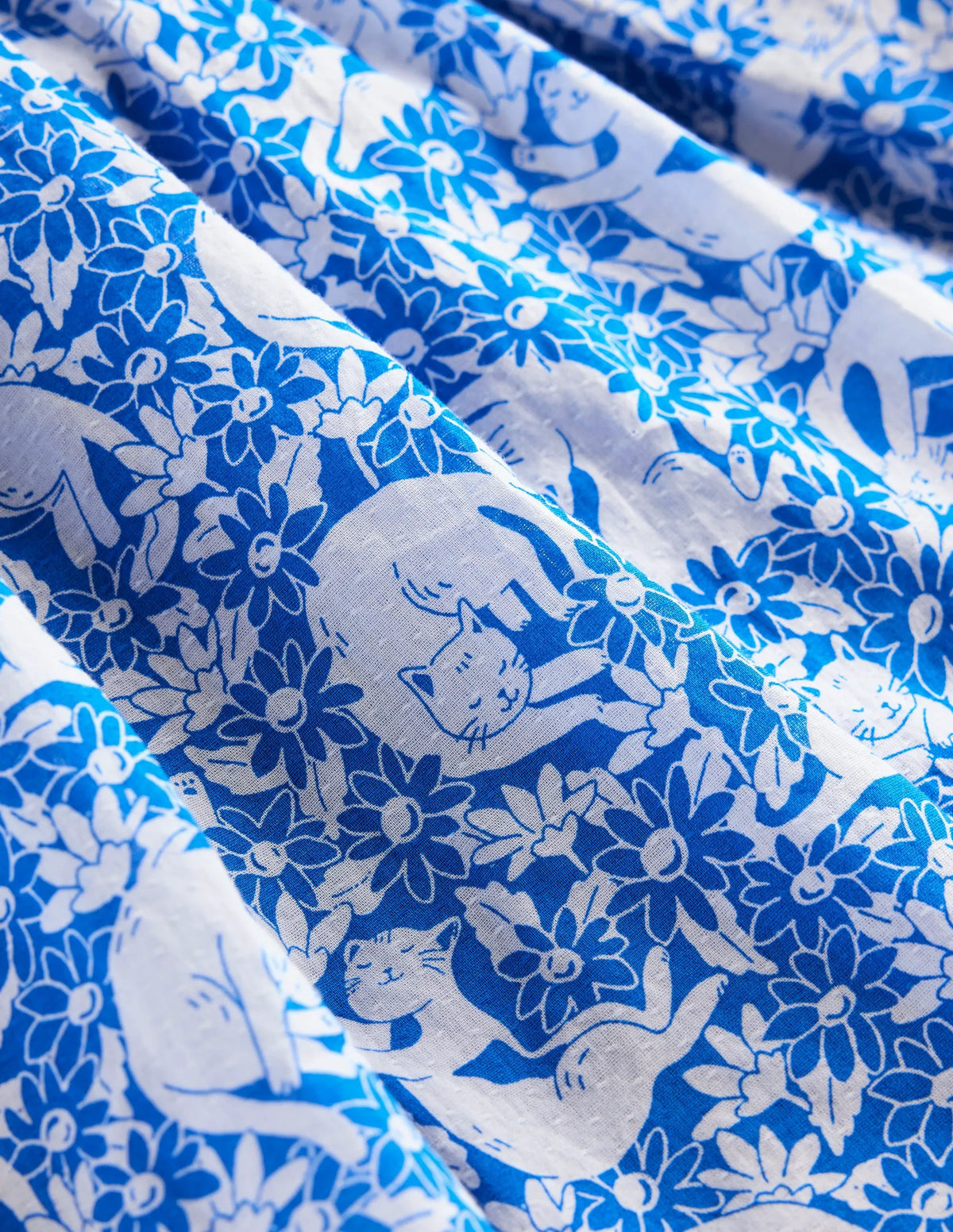 Luna Frill Strap Woven Dress-Kingfisher Blue Kitten Meadow