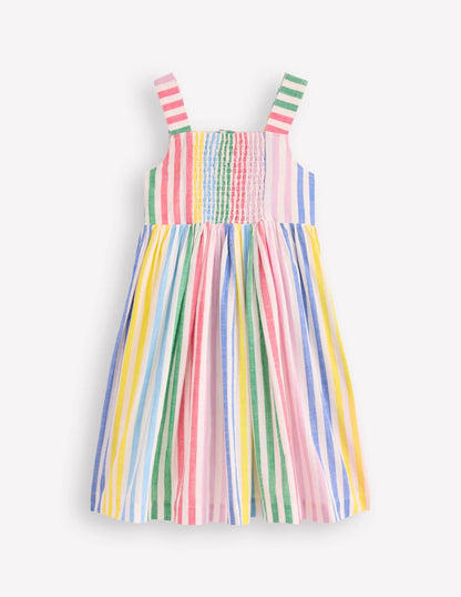 Remy Button Through Dress-Multi Stripe