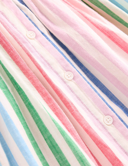 Remy Button Through Dress-Multi Stripe