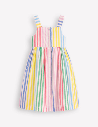 Remy Button Through Dress-Multi Stripe