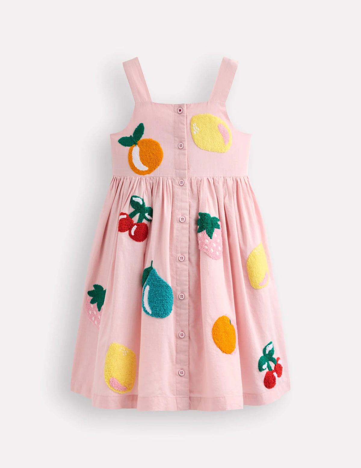 Remy Button Through Dress-Chalk Pink Boucle Fruit