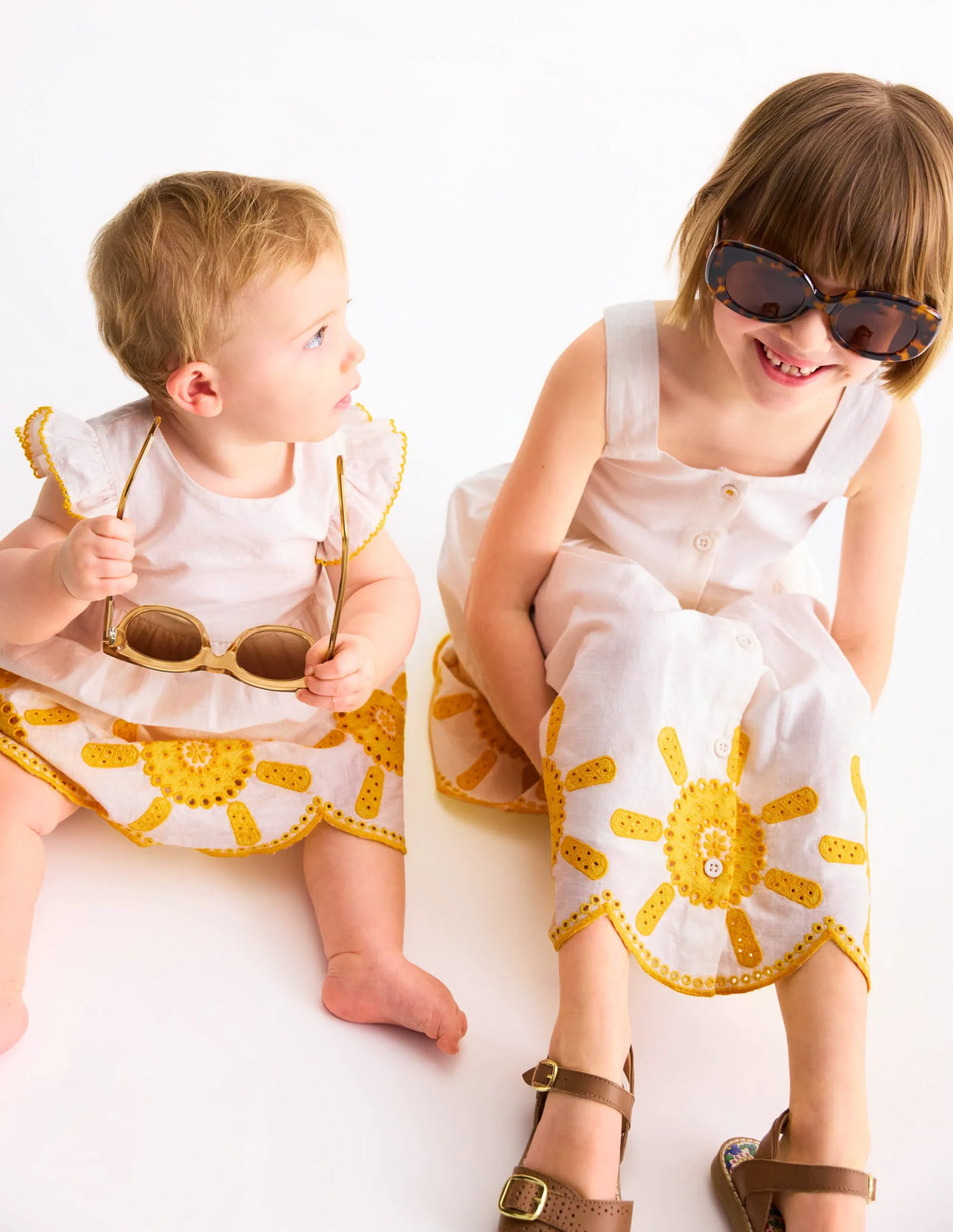 Remy Button Through Dress-Ivory Sunshine