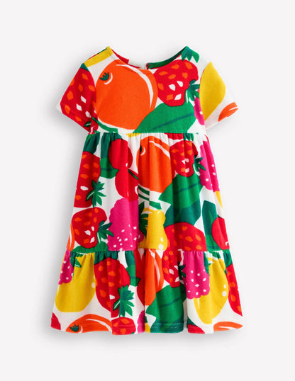 Ariel Twirly Towelling Dress-Multi Giant Fruit