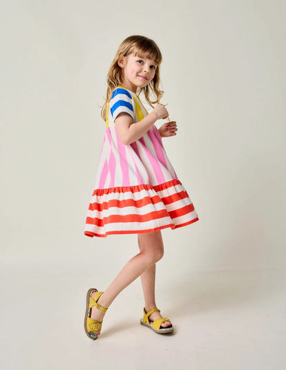 Ariel Twirly Towelling Dress-Hotchpotch Multi Stripe