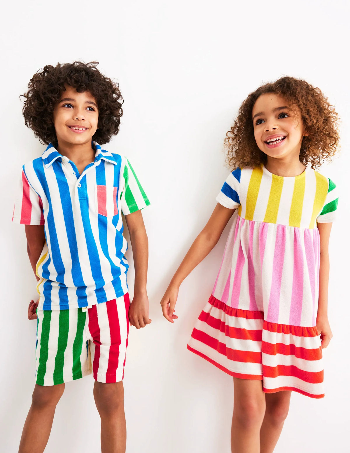 Ariel Twirly Towelling Dress-Hotchpotch Multi Stripe