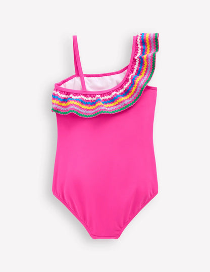 Lila One Shoulder Swimsuit-Pink Ric Rac