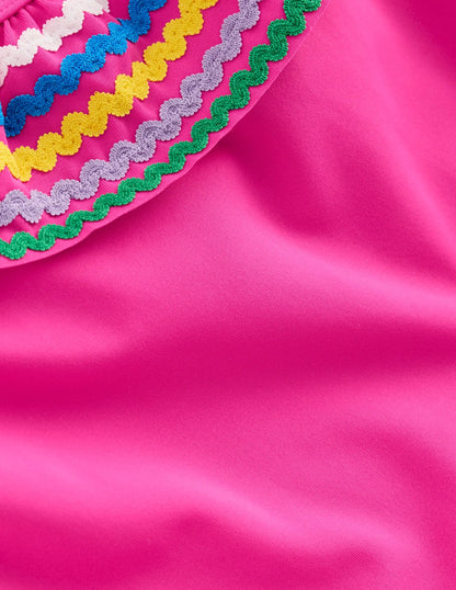 Lila One Shoulder Swimsuit-Pink Ric Rac