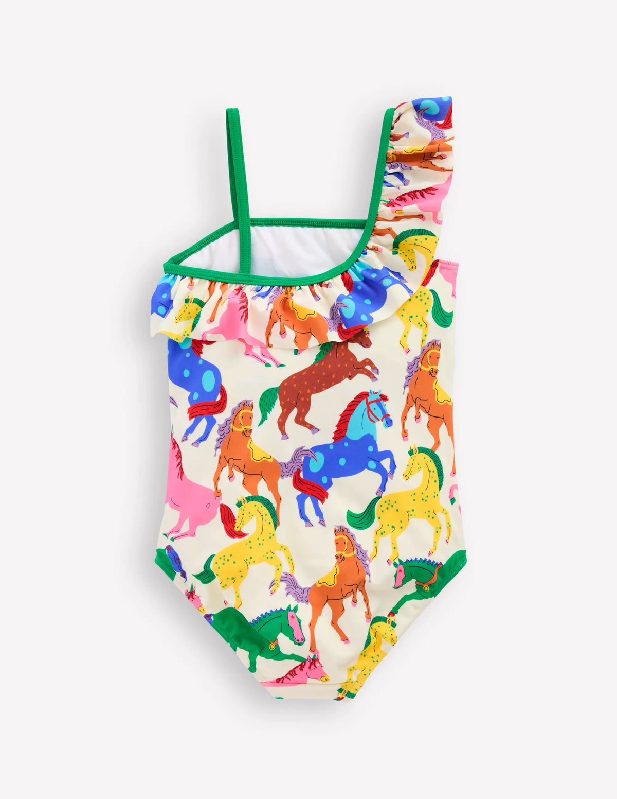 Lila One Shoulder Swimsuit-Multi Rainbow Horses