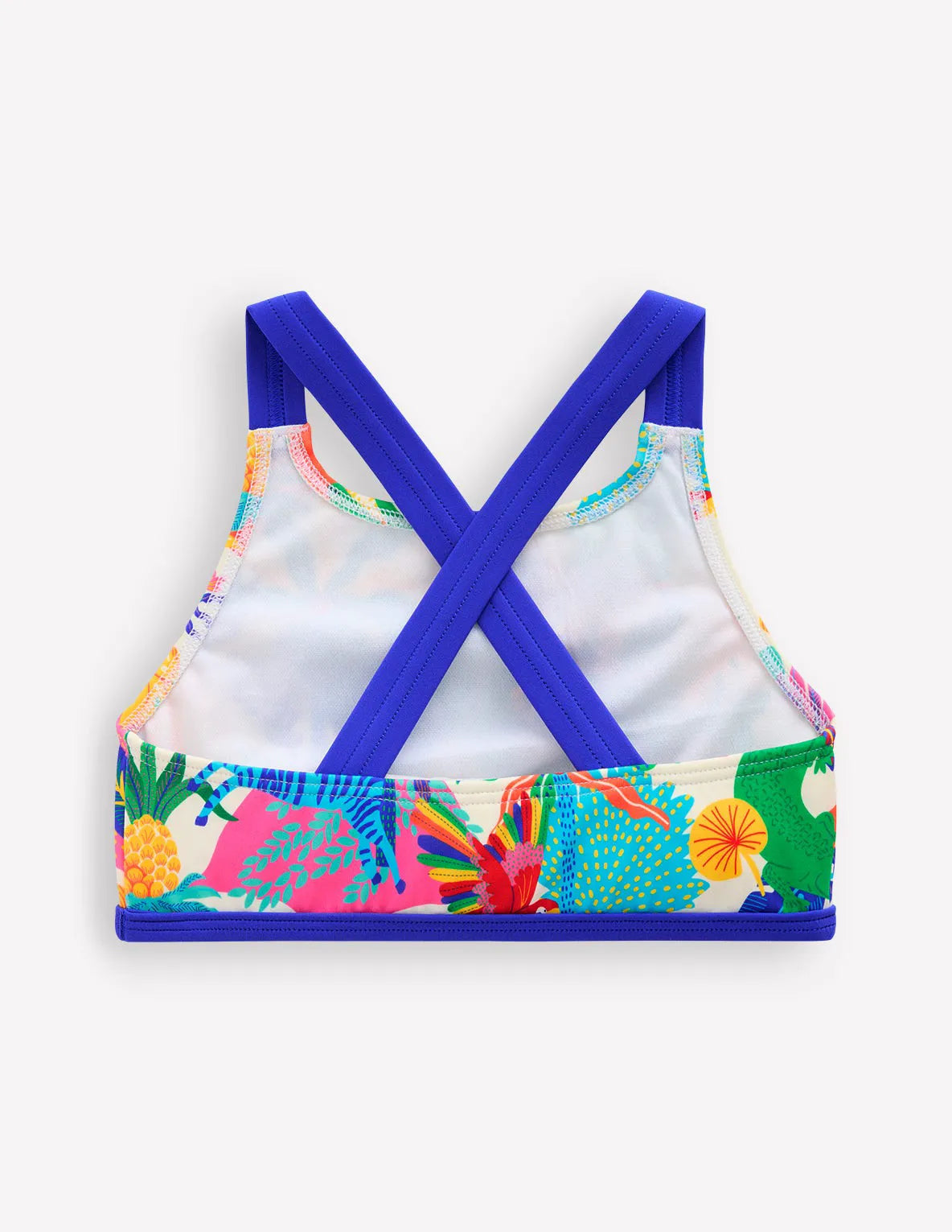 Cross-back Bikini Top-Soft Ivory Multi Jungle