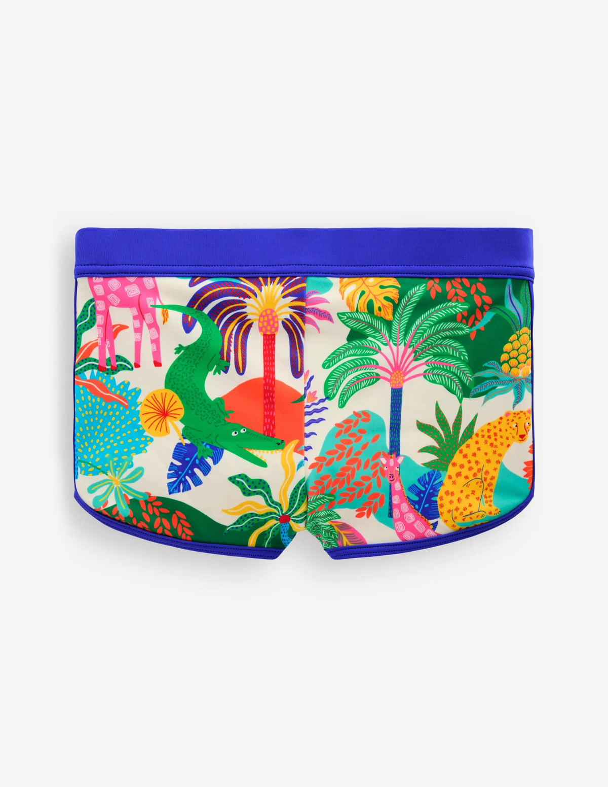Patterned Swim Shorts-Soft Ivory Multi Jungle