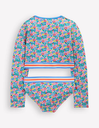 Cropped Rash Vest Set-Multi Flowerbed