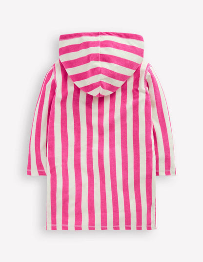Mara Towelling Throw-On-Sorbet Pink Palm Tree Stripe