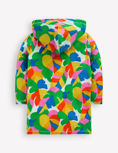 Romie Towelling Zip Throw-On-Multi Abstract Palm