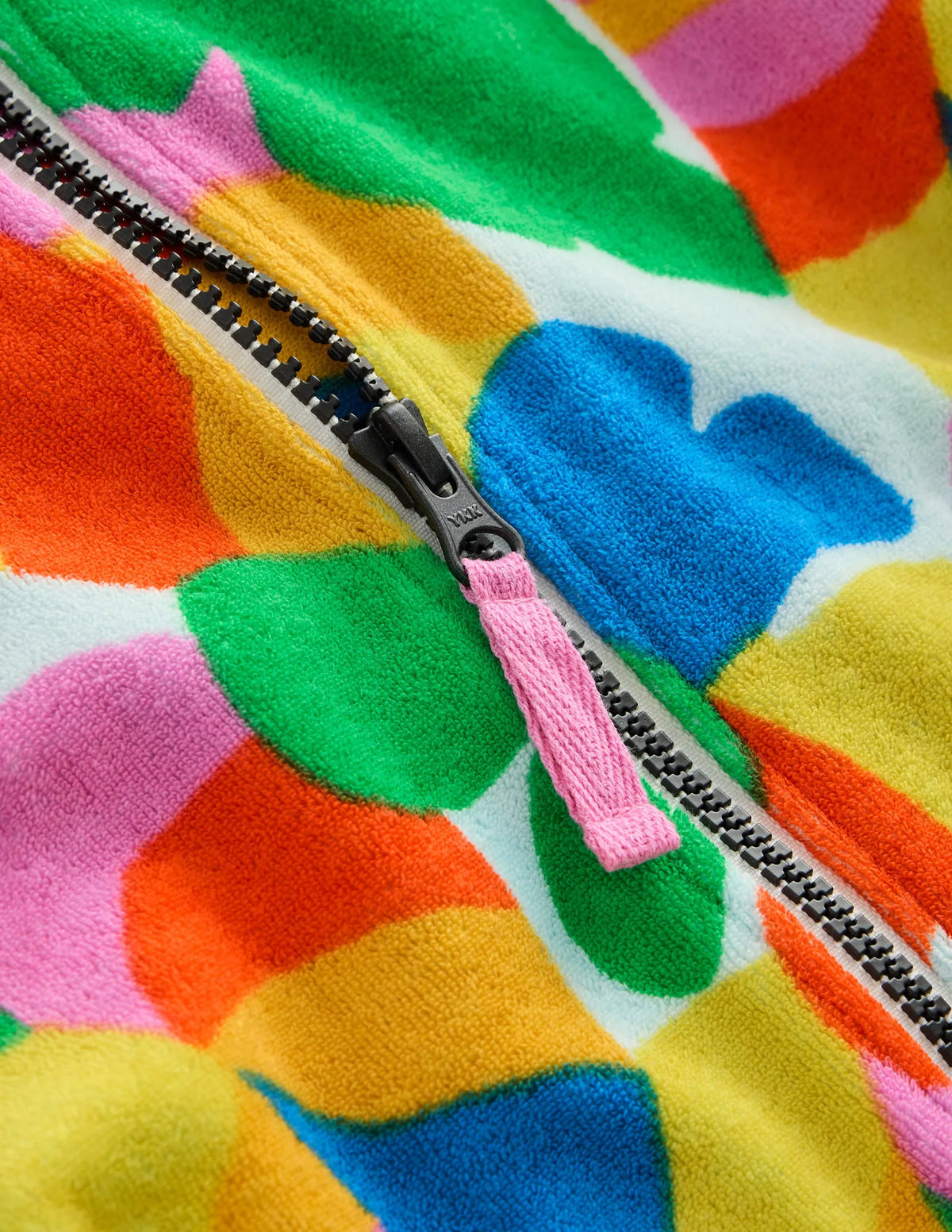 Romie Towelling Zip Throw-On-Multi Abstract Palm