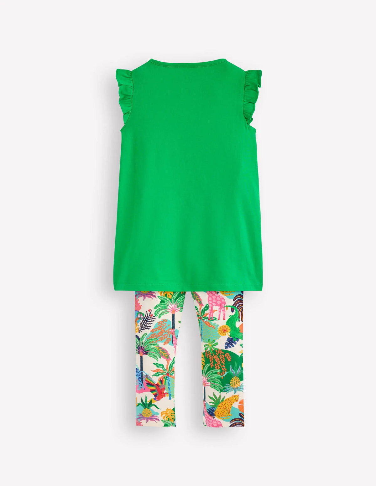 Frill Sleeve Tunic Set-Sapling Green Embroidery