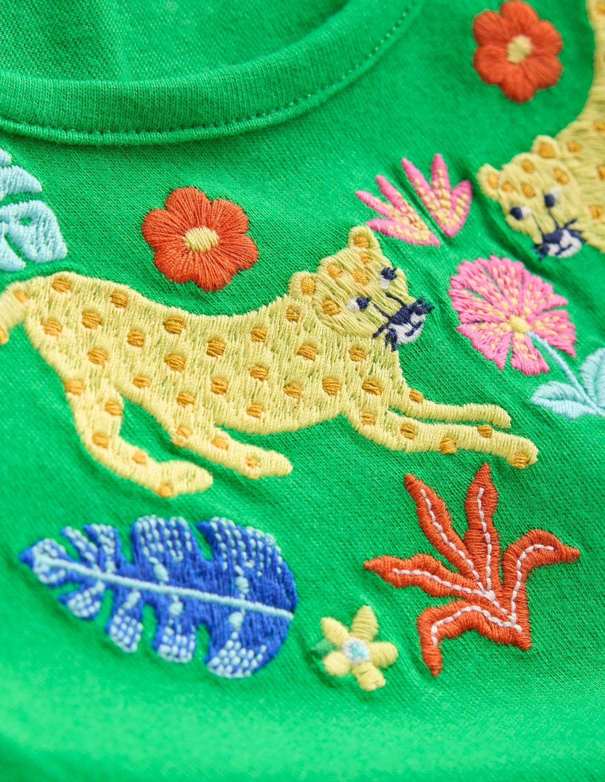 Frill Sleeve Tunic Set-Sapling Green Embroidery